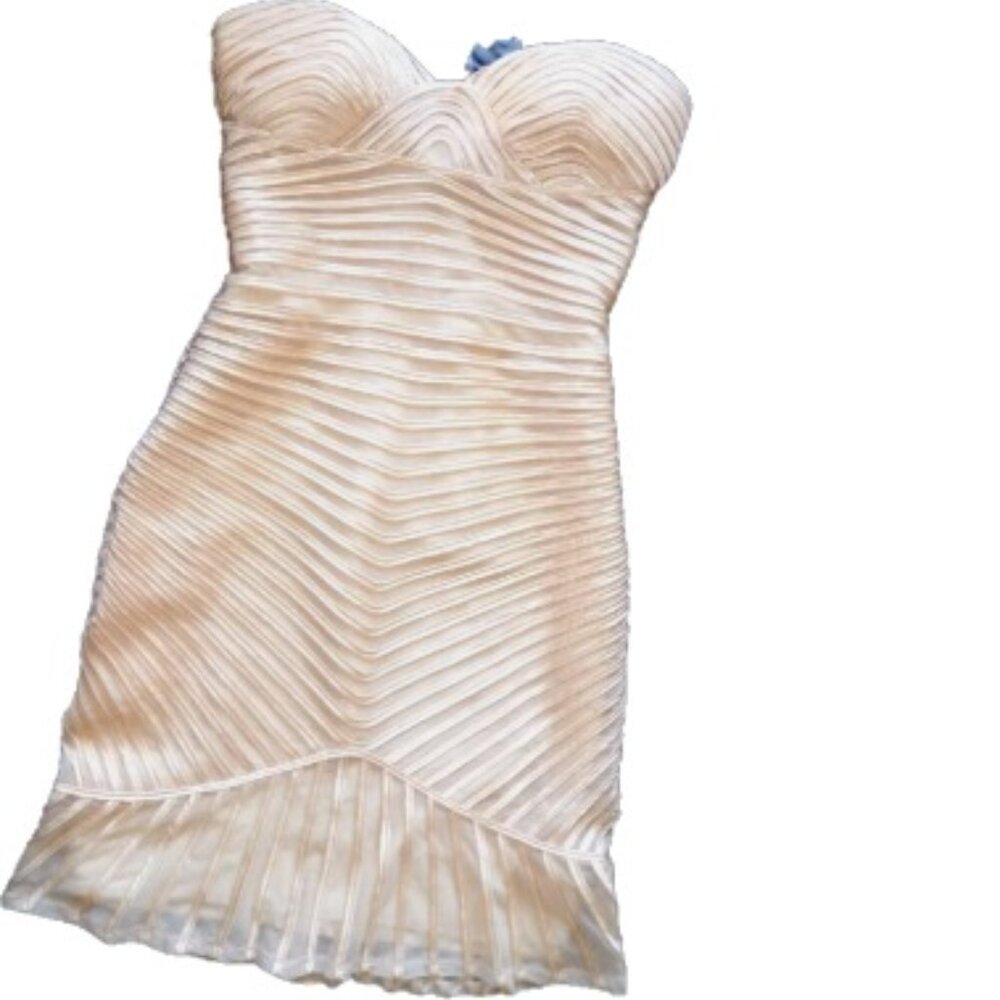 BNWT BEBE strapless bustier ruffle bodycon (S = 4-6)
